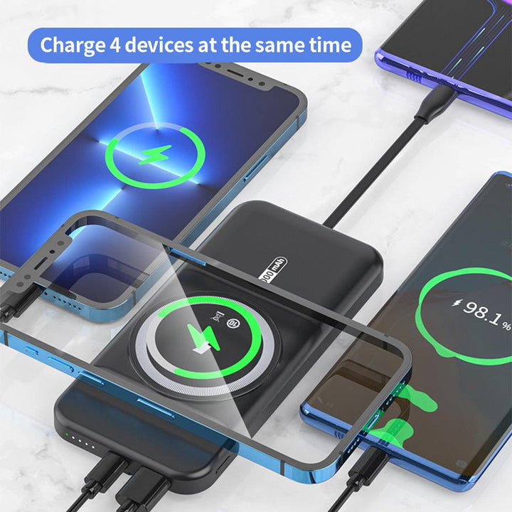 10000mAh large capacity portable magnetic power bank phone charger own data cable - FASTSINYO