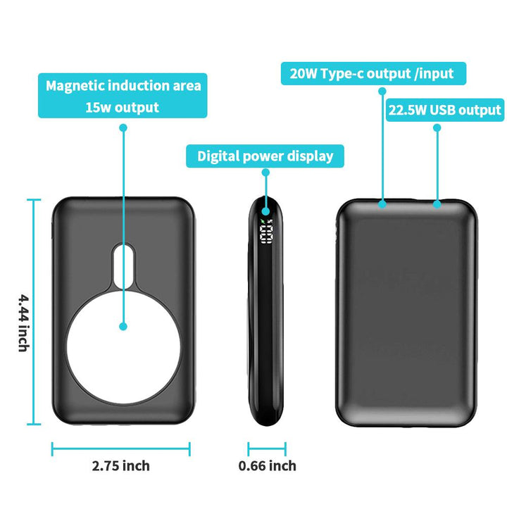 10000mAh Magnetic Wireless Power Bank Large Capacity Portable Batterie Externe - FASTSINYO