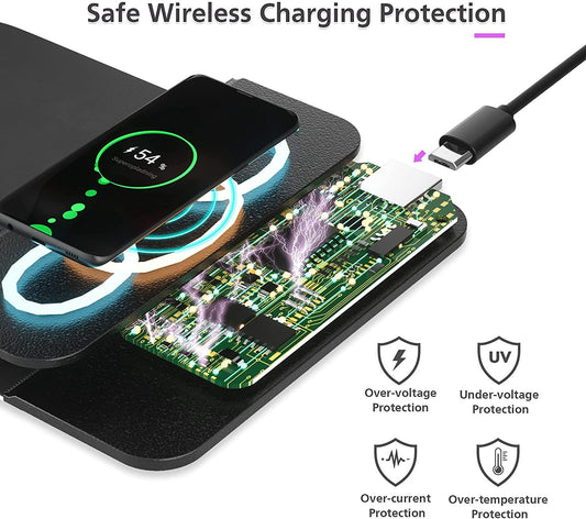 15W 2 in 1 Wireless Charging Rubber Mouse Pad Foldable Waterproof - FASTSINYO
