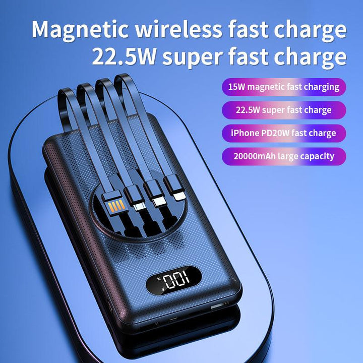 Multifunctional Magnetic Power Bank Wireless 22.5W Super Fast Charging with Four Cables - FASTSINYO