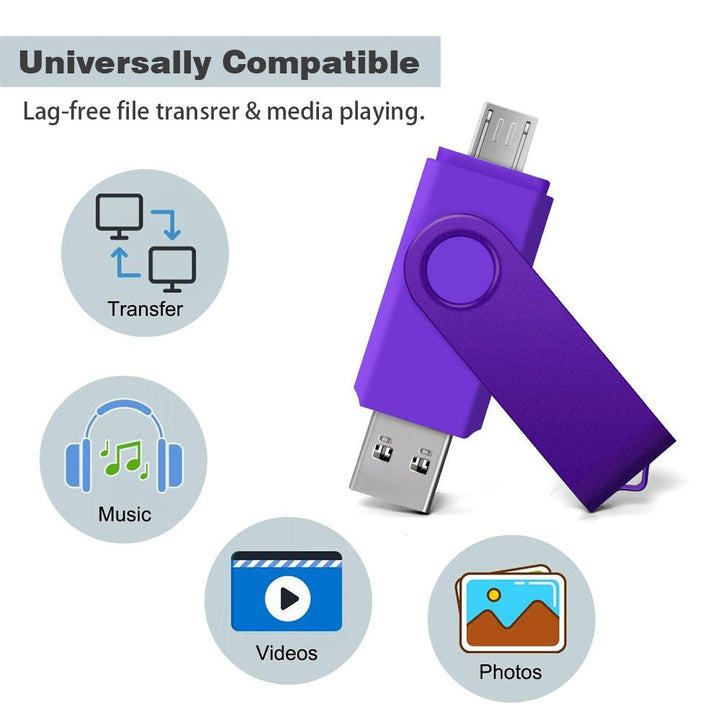 2 in 1 USB OTG Flash Drive Dual Port for Phone Computer Laptop Tablet Memory Stick External Storage - FASTSINYO