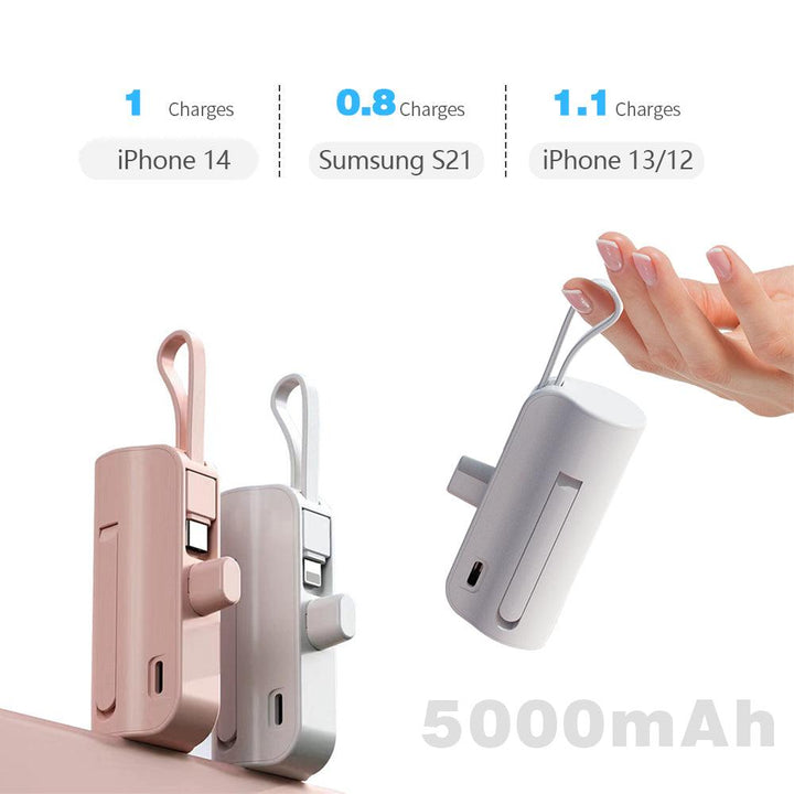 [Wholesale] Mini Power Bank 6000mAh Built in Lighting & USB-C Cable Portable Charging for Iphone Andorid - FASTSINYO