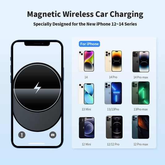 Magnetic Car Wireless Charger Black Acrylic Material Vent Bracket - FASTSINYO