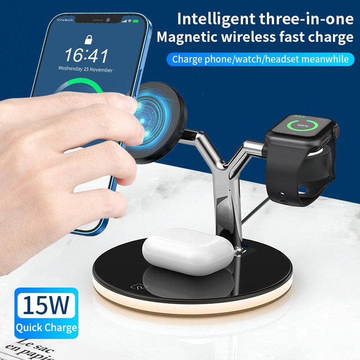 3 in 1 Magnetic Qi Fast Wireless Charger Stand 15W - FASTSINYO