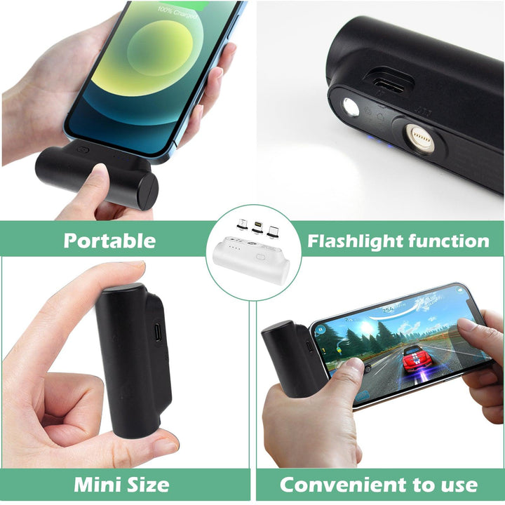 3 in 1 Mini Power Bank Magnetic Charging Interface Switchable with Emergency Light - FASTSINYO