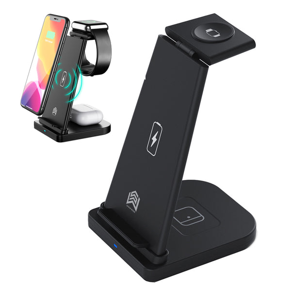 3 in 1 Desktop Vertical Magnetic Qi Wireless Charging Station