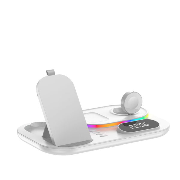 4 in 1 Digital Display Clock Wireless Charging Stand Foldable LED Multicolor Light - FASTSINYO