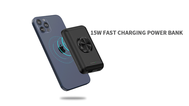 [Wholesale] 15W Fast Charger Magnetic Wireless Power Bank Portable With Phone Holder - FASTSINYO