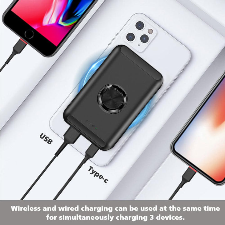 [Wholesale] 15W Fast Charger Magnetic Wireless Power Bank Portable With Phone Holder - FASTSINYO