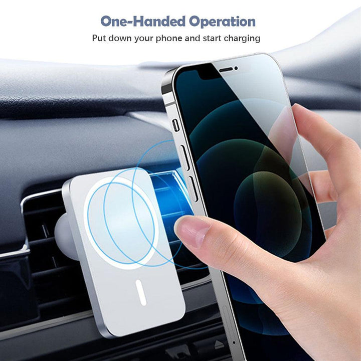 Magnetic Wireless Car Charger Air Vent Mount 360° Adjustable Auto-Alignment For iphone 12 & 13 Series - FASTSINYO