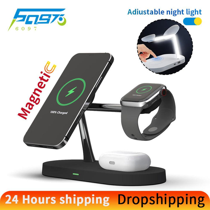 5 in 1 Magnetic Wireless Charger Stand Adjustable Night Light - FASTSINYO