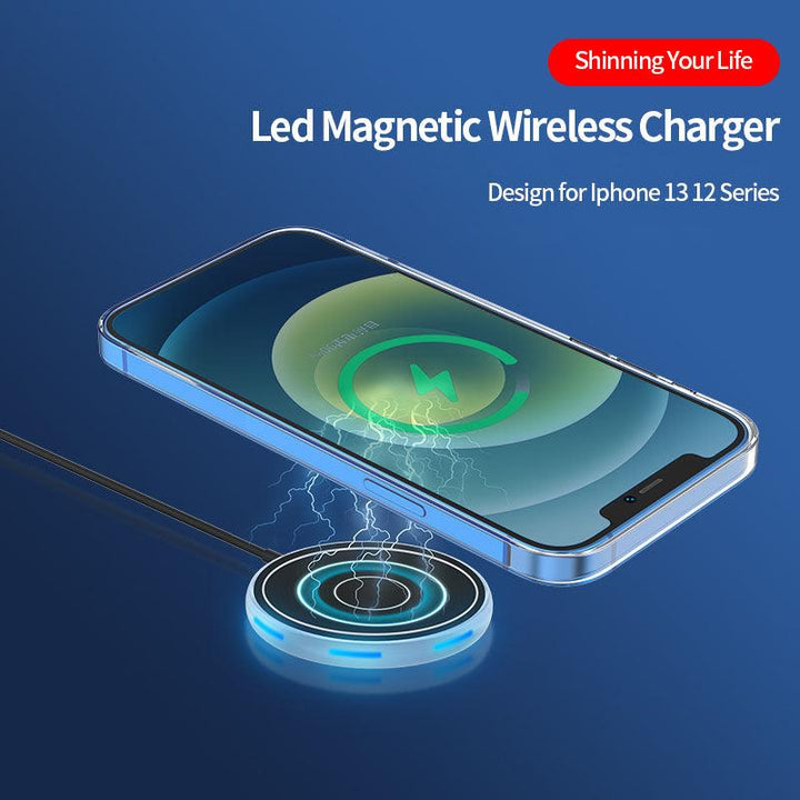 Magnetic Wireless Charger Pads LED Light for iphone 14 Magsafe Portable Charging - FASTSINYO