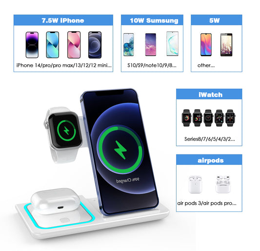 [Wholesale] 3 in 1 Qi 15W Wireless Charging Stand Night Light Foldable