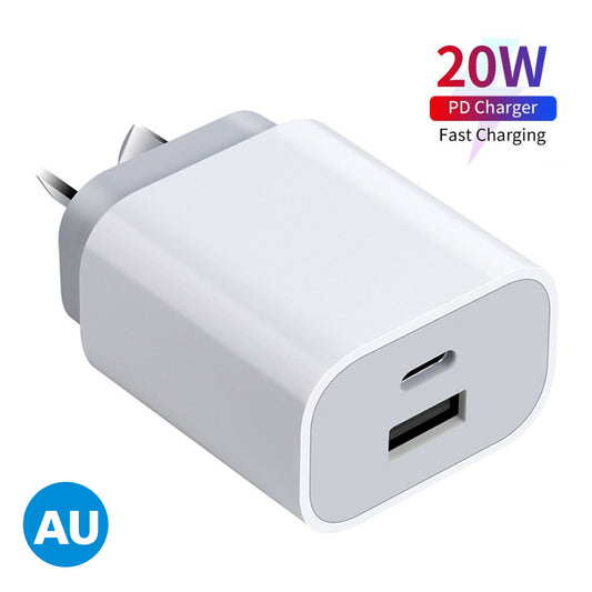 USB Type C QC3.0 PD 20W Fast Charge Wall Dual Port Charger Adapter Australian Standard