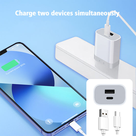 USB Type C QC3.0 PD 20W Fast Charge Wall Dual Port Charger Adapter UK Standard