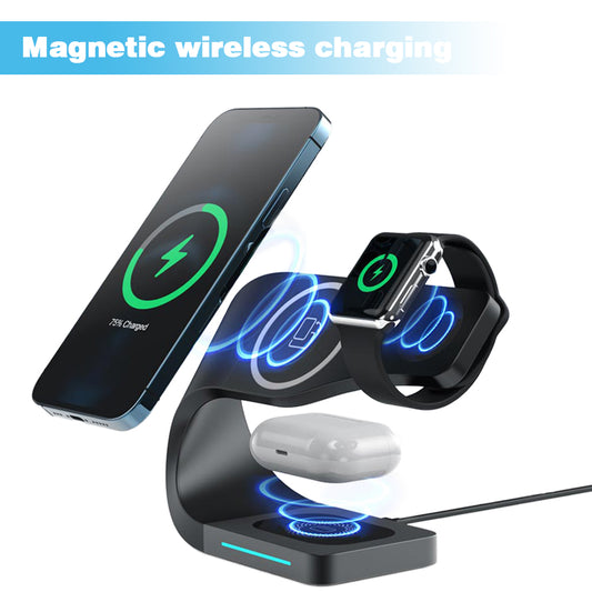 [Wholesale] 3 in 1 Magnetic Qi Wireless Charger Curved Design