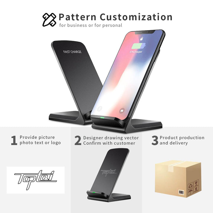 [Wholesale] 15W Vertical Dual Coil Qi Wireless Charger Stand Rotatable phone Placement - FASTSINYO